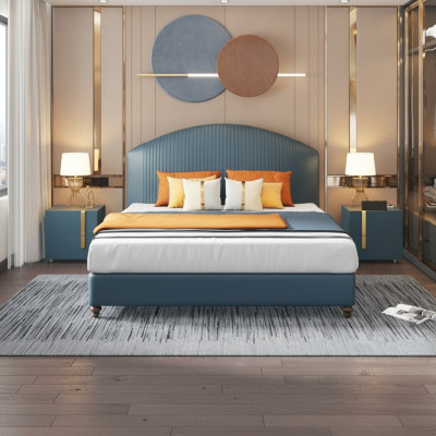 Lit Chambre Luxe Lit double Bleu Design Moderne Lits Hôtel