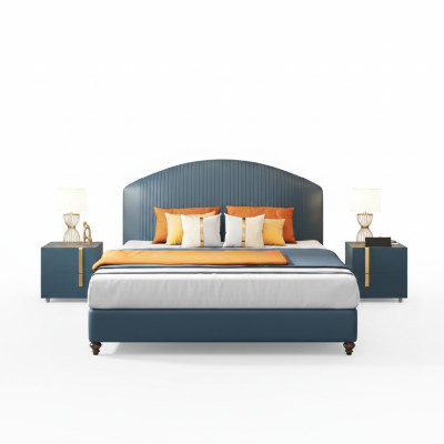 Lit Chambre Luxe Lit double Bleu Design Moderne Lits Hôtel