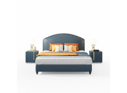Lit Chambre Luxe Lit double Bleu Design Moderne Lits Hôtel