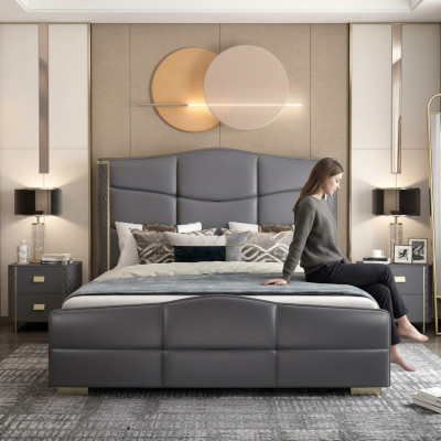 Lit double de design, mobilier de chambre de luxe pour hôtel moderne, cadre de lit