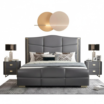 Lit double de design, mobilier de chambre de luxe pour hôtel moderne, cadre de lit