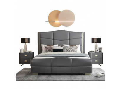 Lit double de design, mobilier de chambre de luxe pour hôtel moderne, cadre de lit