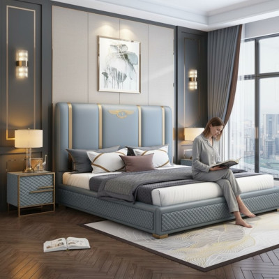 Lit double Lit de luxe en bois Cadre de lit et mobilier de design moderne
