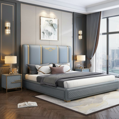 Lit double Lit de luxe en bois Cadre de lit et mobilier de design moderne