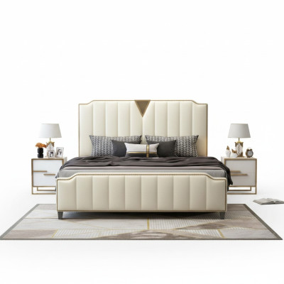 Lit double Chambre Lits Luxe Lit double Beige Ameublement Meubles