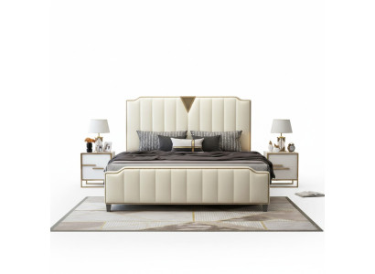 Lit double Chambre Lits Luxe Lit double Beige Ameublement Meubles