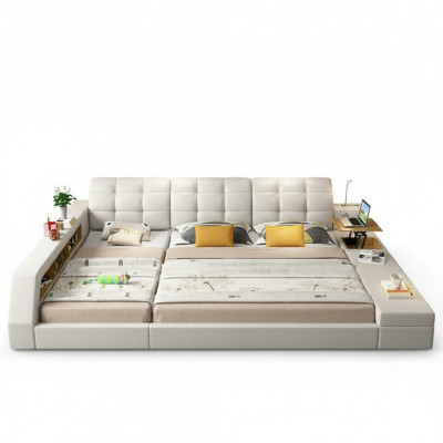Lit design Hotel Double Shelf 180x200 avec rangement multifonctionnel en tant que lit de luxe.