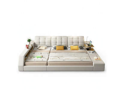 Lit design Hotel Double Shelf 180x200 avec rangement multifonctionnel en tant que lit de luxe.