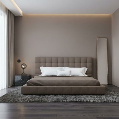 Cadre moderne Luxe Chambre à coucher Lit Hôtel Design Gris Double