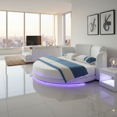 Lit Lits Ronds Lit Double Mobilier de Chambre de Luxe Lit Rond Cadre d'Hôtel Neuf
