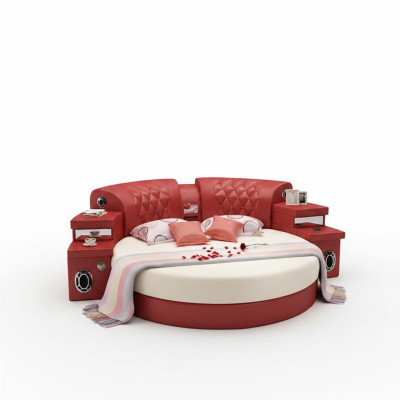 Lit rond Lits ronds Rembourrage d'hôtel multifonction Étagère Led nouvelle