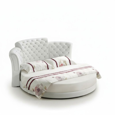Lit rond de luxe Chesterfield lits chambre à coucher lit double 200x200 cm