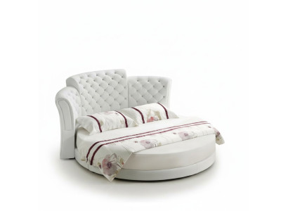 Lit rond de luxe Chesterfield lits chambre à coucher lit double 200x200 cm