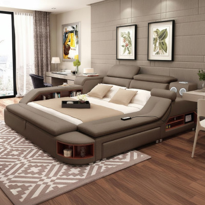 Lit de luxe 180x200 Chambre multifonctionnelle Chaise longue Étagères neuves