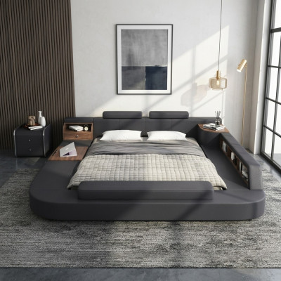 Lits Hôtel Moderne Multifonction Double Lit Design Luxe Rembourrage