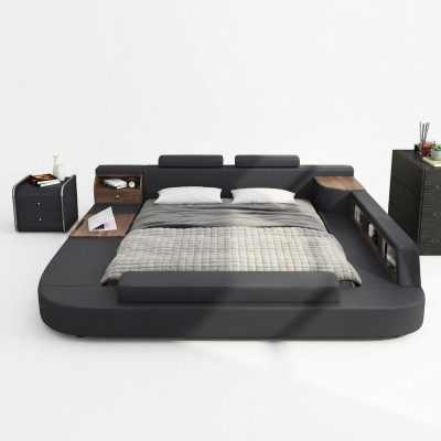 Lits Hôtel Moderne Multifonction Double Lit Design Luxe Rembourrage