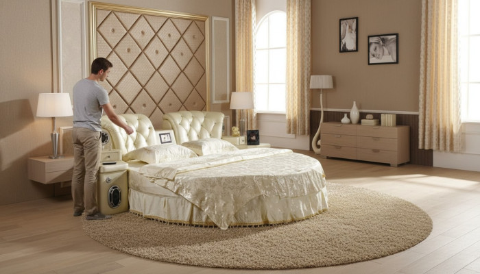 Lit rond Lits design ronds Lit double de luxe Cadre de chambre de sommeil d'hôtel