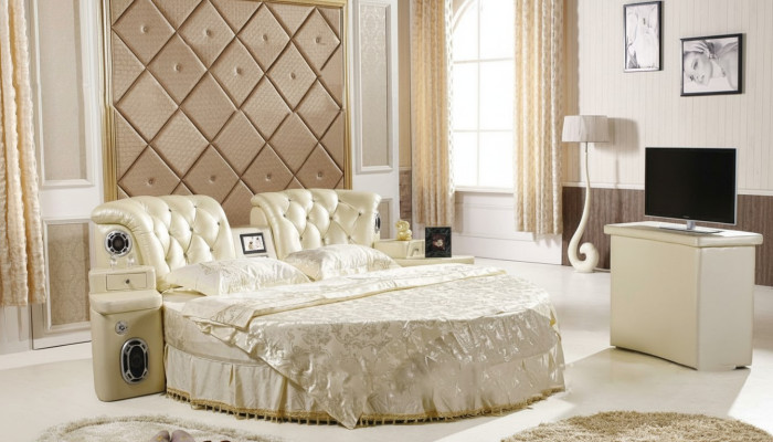 Lit rond Lits design ronds Lit double de luxe Cadre de chambre de sommeil d'hôtel