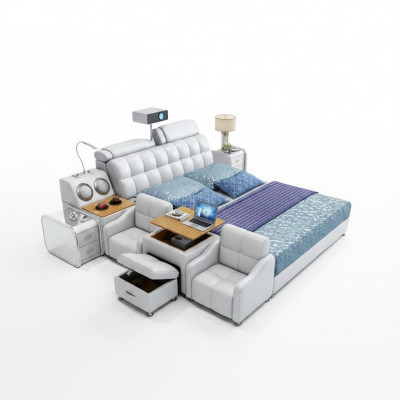 Boîtes de lit multifonctions Design de luxe en cuir Lits doubles Hôtel nouveaux
