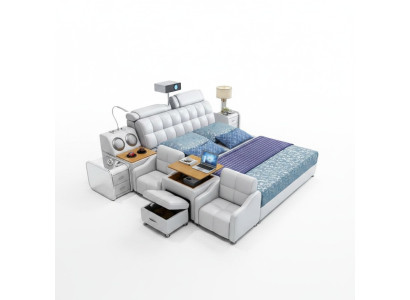 Boîtes de lit multifonctions Design de luxe en cuir Lits doubles Hôtel nouveaux