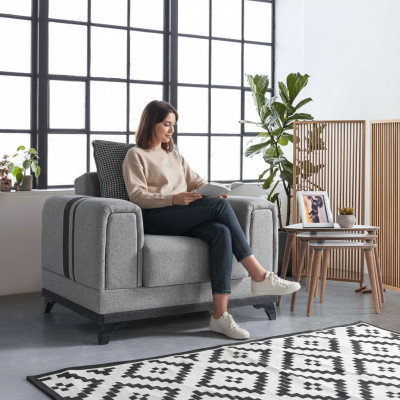 Design Seater Luxury Sessel Relax Textile Grauer Clubsessel Moderne Luxustextilien