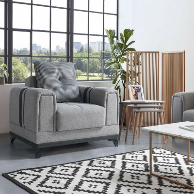 Design Seater Luxury Sessel Relax Textile Grauer Clubsessel Moderne Luxustextilien