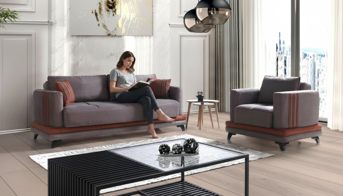 Ensemble de canapé 3+1 places en tissu Bois Canapé 3 places Fauteuil moderne Ensemble complet nouveau EU