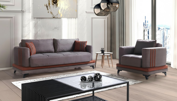Ensemble de canapé 3+1 places en tissu Bois Canapé 3 places Fauteuil moderne Ensemble complet nouveau EU