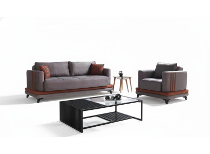 Ensemble de canapé 3+1 places en tissu Bois Canapé 3 places Fauteuil moderne Ensemble complet nouveau EU