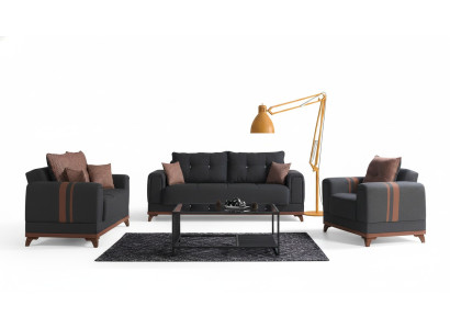 Ensemble de canapé gris 3+2+1 places Ensemble complet Canapé Fauteuil relax 3 pièces.