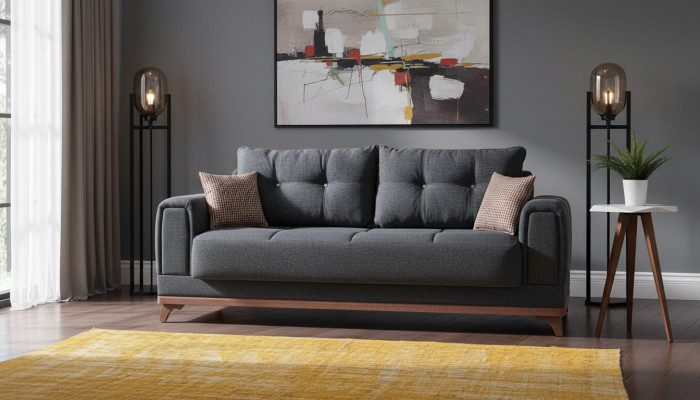 Canapé de salon luxueux 3 places 230 cm Relax Sofa Moderne noir de luxe