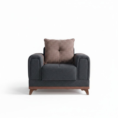 Design Canapé Fauteuil de Luxe Relax Textile avec accoudoirs en acier inoxydable Fauteuil Relax Moderne