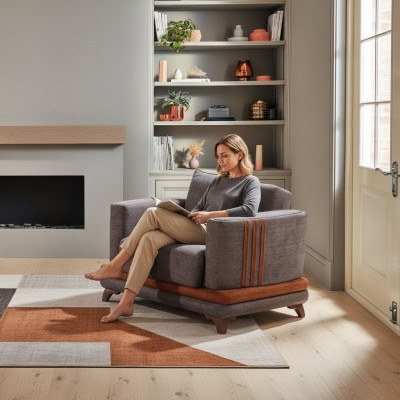 Fauteuil de luxe Design Seater Relax en textile gris Fauteuil Club Moderne de Luxe