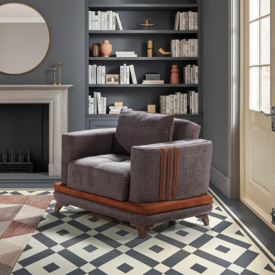 Fauteuil de luxe Design Seater Relax en textile gris Fauteuil Club Moderne de Luxe