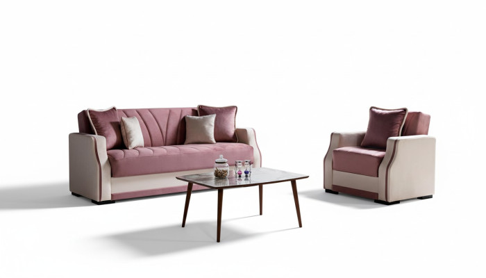 Ensemble de canapé 3+1 places Tissu Bois Canapé 3 places Fauteuil moderne Ensemble complet nouveau 3