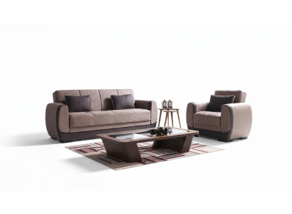Ensemble de canapé 3+1 places en tissu et bois, canapé 3 places moderne, fauteuil neuf, ensemble complet neuf.