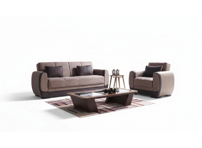 Ensemble de canapé 3+1 places en tissu et bois, canapé 3 places moderne, fauteuil neuf, ensemble complet neuf.