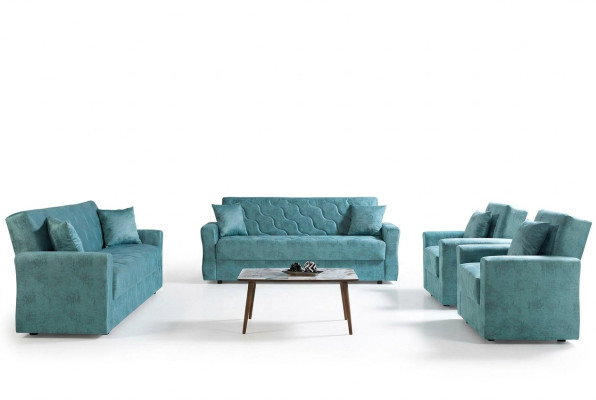 Ensemble de canapé 3+2+1+1 places en tissu en bois Canapé 3 places Moderne Fauteuil Nouveau Ensemble complet