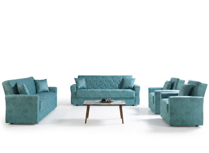 Ensemble de canapé 3+2+1+1 places en tissu en bois Canapé 3 places Moderne Fauteuil Nouveau Ensemble complet