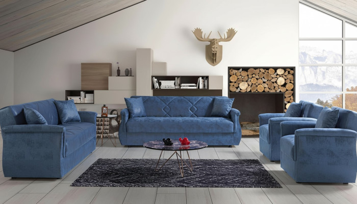 Ensemble de canapé 3+2+1+1 Salon en bois Canapé de luxe en tissu moderne Eu complet