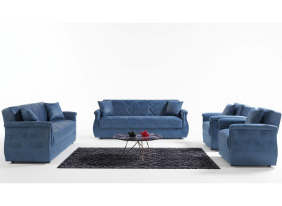 Ensemble de canapé 3+2+1+1 Salon en bois Canapé de luxe en tissu moderne Eu complet