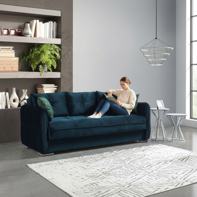 Salon Canapé 3 places Design Mobilier de style Canapé 3 places Moderne Bleu nouveau