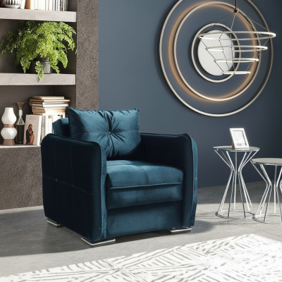 Design 2 places Fauteuil de luxe Relax en textile couleur bleue Fauteuil de club de salon moderne