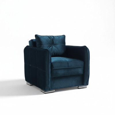 Design 2 places Fauteuil de luxe Relax en textile couleur bleue Fauteuil de club de salon moderne