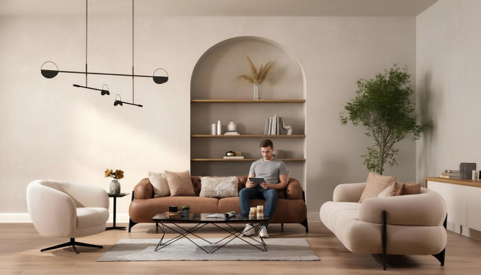 Ensemble de canapés 3+3+1 places en tissu bois canapé 3 places fauteuil moderne neuf ensemble complet