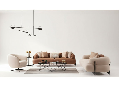 Ensemble de canapés 3+3+1 places en tissu bois canapé 3 places fauteuil moderne neuf ensemble complet