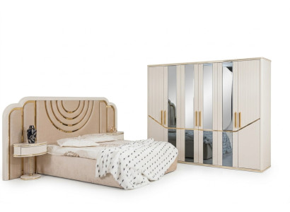 Ensemble de chambre moderne Lit 2x Tables de chevet Armoire Mobilier de design 4 pièces