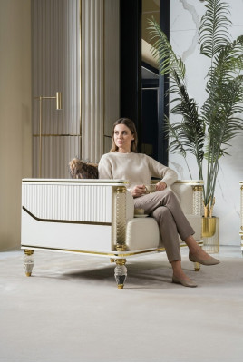 Suite de design Fauteuil de relaxation en tissu blanc Fauteuil de relaxation moderne de luxe
