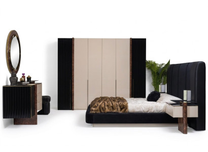 Ensemble de chambre à coucher Lit 2x Tables de chevet Armoire Commode Mobilier design