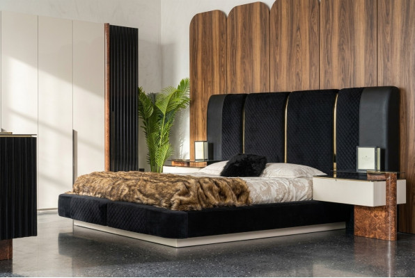 Ensemble de chambre à coucher moderne Lit 2x Tables de chevet Mobilier design 3 pièces